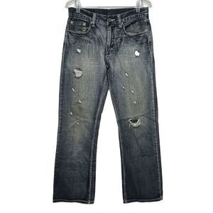 Flypaper Mens Jeans Size 30x32 Distressed Bootcut Medium Wash White‎ Stitching